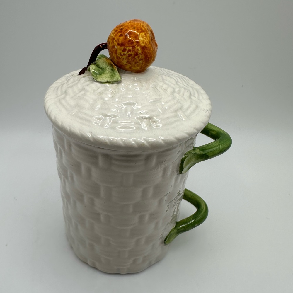 Italian Pottery Sugar Bowl Condiment Jam Pot or Marmalade Jar Fruit Lidded Small